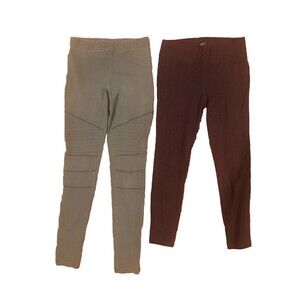 Lot of Two Stretch Thick Leggings Gray Express Brand and Burgundy Loft Brand